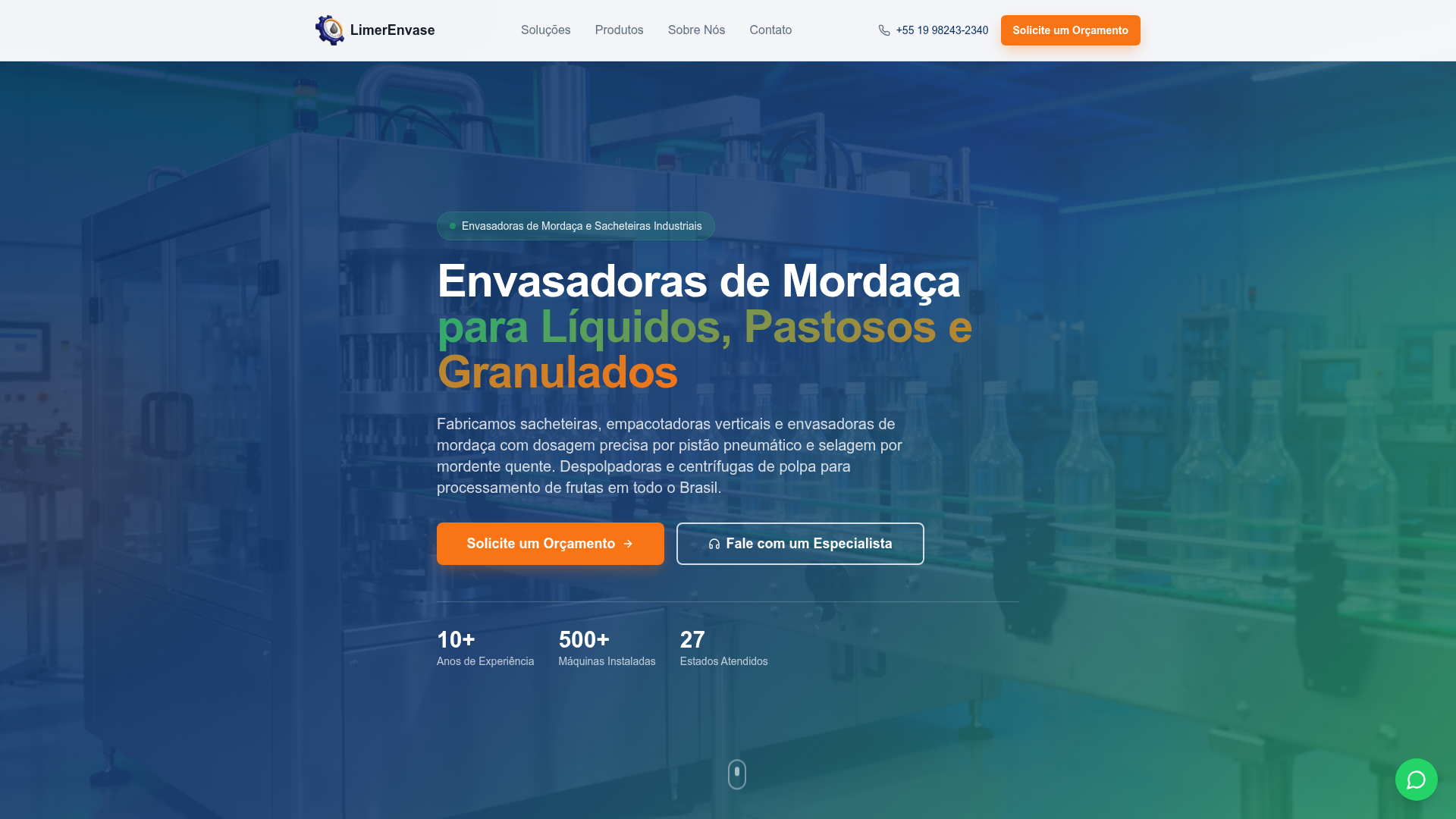 Prévia do site Limer Envase